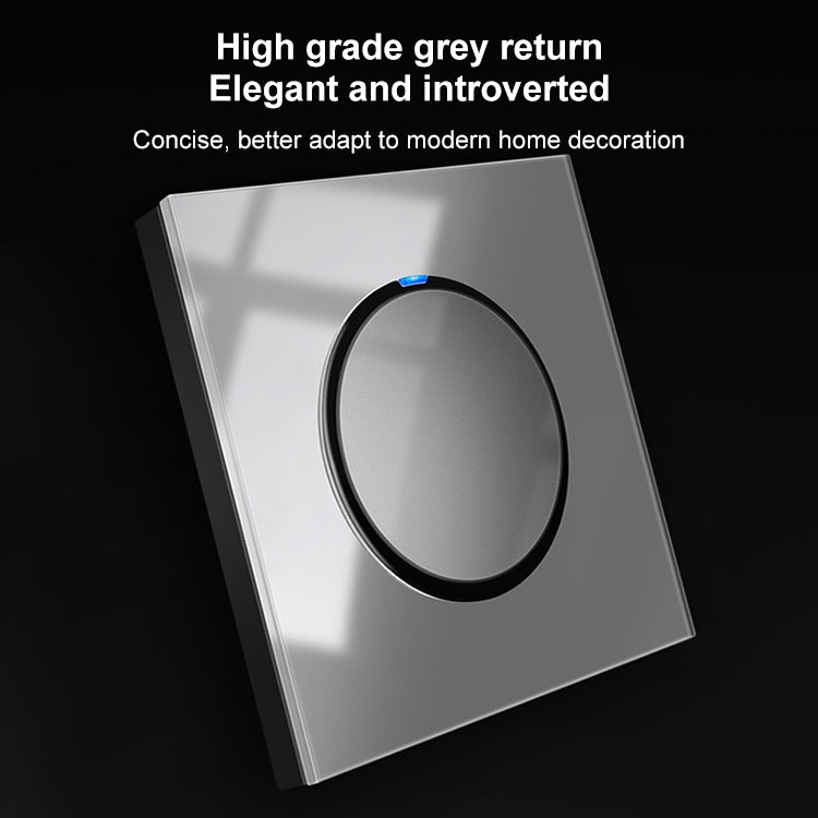 86mm Round LED Tempered Glass Switch Panel, Gray Round Glass, Style:Dual Computer Socket - Switch by buy2fix | Online Shopping UK | buy2fix