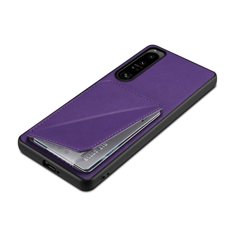 For Sony Xperia 10 IV Denior Imitation Calf Leather Back Phone Case with Holder(Purple) - Sony Cases by Denior | Online Shopping UK | buy2fix