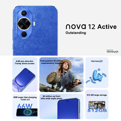 Huawei nova 12 Active, 8GB+256GB, Screen Fingerprint Identification, 6.7 inch HarmonyOS 4.0 Qualcomm Snapdragon 778G 4G Octa Core, Network: 4G, NFC, OTG, Not Support Google Play(White) - Huawei Mate & P by Huawei | Online Shopping UK | buy2fix