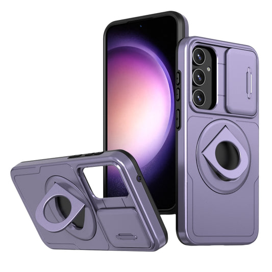 For Samsung Galaxy S22+ 5G Camshield MagSafe Ring Holder Armor Phone Case(Puple) - Galaxy S22+ 5G Cases by buy2fix | Online Shopping UK | buy2fix