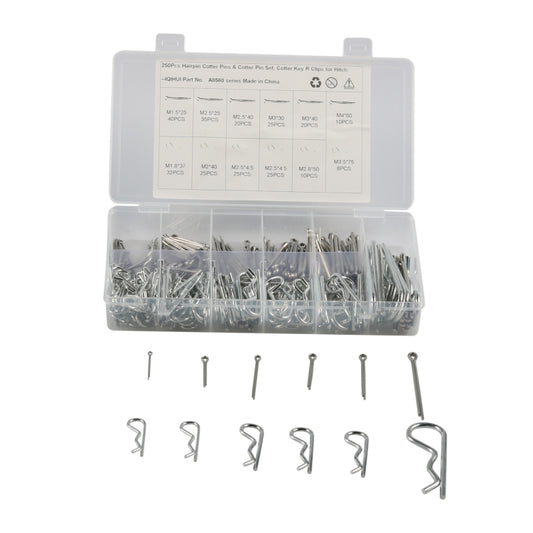 250pcs / Box Heavy Duty Zinc Plated Cotter R Tractor Clip Pin(Silver) - Booster Cable & Clip by buy2fix | Online Shopping UK | buy2fix