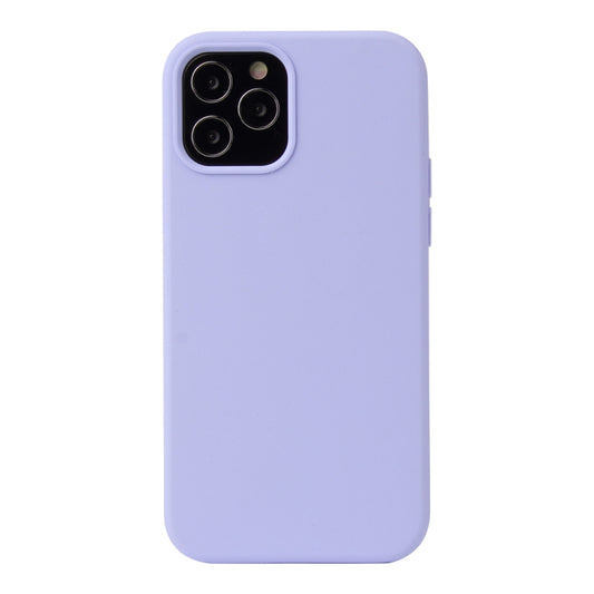 For iPhone 12 / 12 Pro Solid Color Liquid Silicone Shockproof Protective Case(Light Purple) - iPhone 12 / 12 Pro Cases by buy2fix | Online Shopping UK | buy2fix