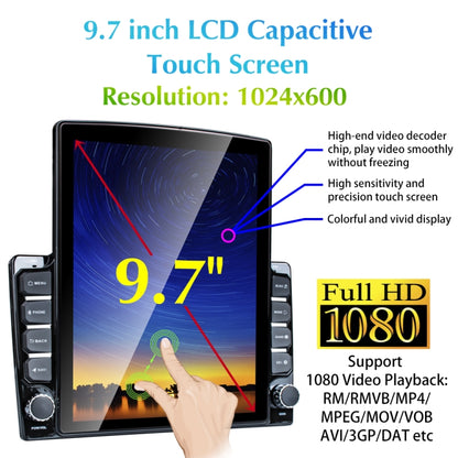 9.7 inch Vertical Screen 2.5D Glass Car Android Universal Player Navigator MP5 Integrated Machine Support Phone Link / GPS / FM / Steering Wheel Control - Car MP3 & MP4 & MP5 by buy2fix | Online Shopping UK | buy2fix