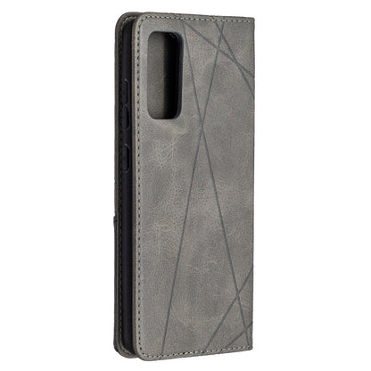 For Samsung Galaxy S20 FE 5G / S20 Lite Rhombus Texture Horizontal Flip Magnetic Leather Case with Holder & Card Slots(Grey) - Samsung Accessories by buy2fix | Online Shopping UK | buy2fix