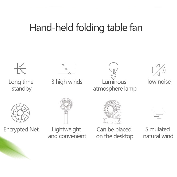 S2 Portable Foldable Handheld Electric Fan, with 3 Speed Control & Night Light (Mint Green) - Consumer Electronics by buy2fix | Online Shopping UK | buy2fix