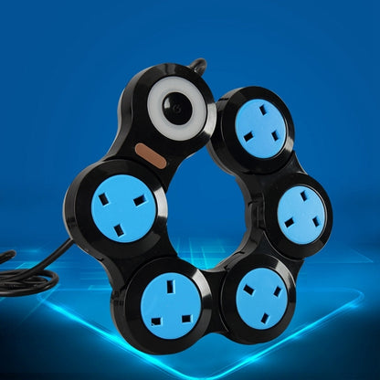 Charging Plug-in Wiring Board Creative Rotary Towline Board 13A Deformed Socket, UK Plug, 5-Bit Socket(Black) - Consumer Electronics by buy2fix | Online Shopping UK | buy2fix