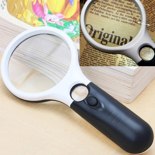 Reading Visual Magnifier with 3 LED Light, Mini Portable 3-45X Handheld Reading Visual Magnifier with 3 LED Light(White) - Consumer Electronics by buy2fix | Online Shopping UK | buy2fix