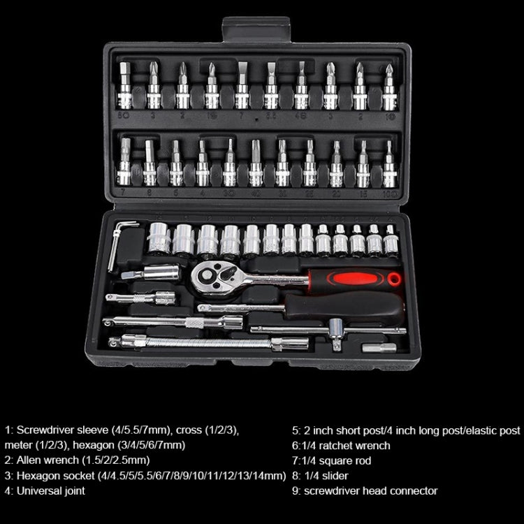 46 In 1 Multi-function Car Repair Combination Toolbox Ratchet Wrench Set (Black) - Combination Kit by buy2fix | Online Shopping UK | buy2fix