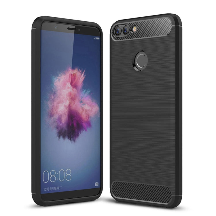 For Huawei  P smart / Enjoy 7S Brushed Texture Carbon Fiber Shockproof TPU Protective Back Case (Black) - Mobile Accessories by buy2fix | Online Shopping UK | buy2fix