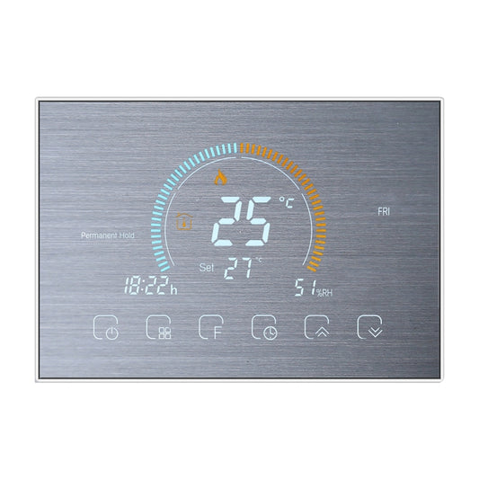 BHT-8000-GA-SS Brushed Stainless Steel Mirror Control Water Heating Energy-saving and Environmentally-friendly Smart Home Negative Display LCD Screen Round Room Thermostat without WiFi - Consumer Electronics by buy2fix | Online Shopping UK | buy2fix