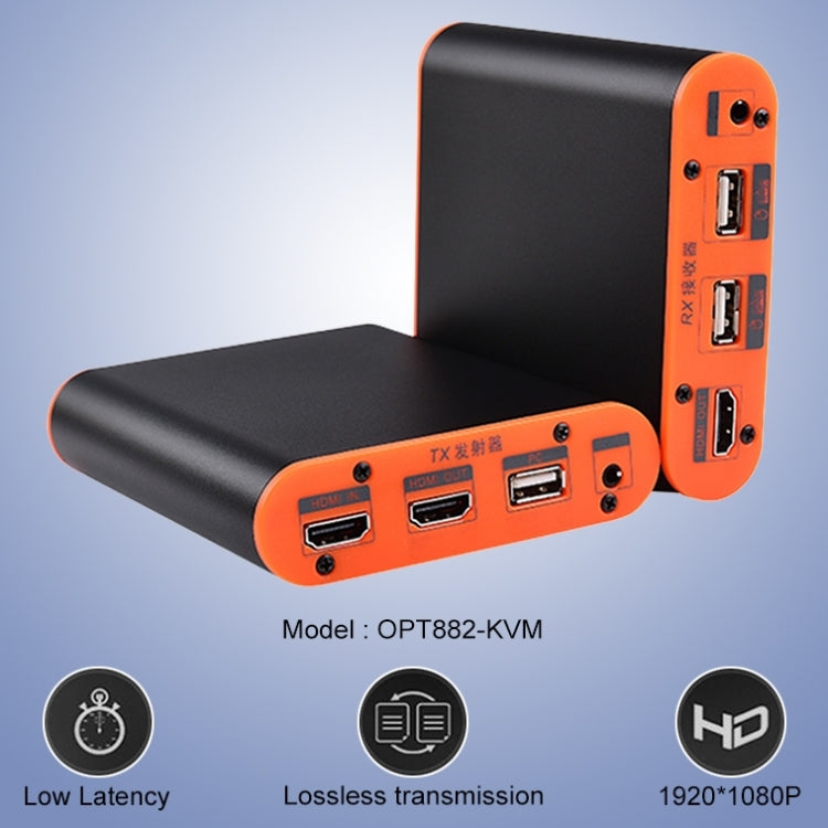 OPT882-KVM HDMI Extender (Receiver & Sender) Fiber Optic Extender with USB Port and KVM Function, Transmission Distance: 20KM (UK Plug) - Amplifier by buy2fix | Online Shopping UK | buy2fix