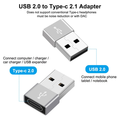 HAWEEL USB-C / Type-C Female to USB 2.0 Male Aluminum Alloy Adapter, Support Charging & Transmission Data - Type-C Adapter by buy2fix | Online Shopping UK | buy2fix