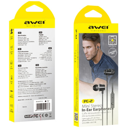 awei PC-2 Mini Stereo In-ear Headset - In Ear Wired Earphone by awei | Online Shopping UK | buy2fix