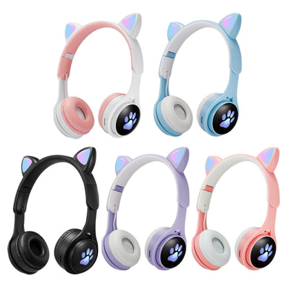 B30 Cat Paw Cat Ears Colorful Luminous Foldable Bluetooth Headset with 3.5mm Jack & TF Card Slot(Blue) - Headset & Headphone by buy2fix | Online Shopping UK | buy2fix