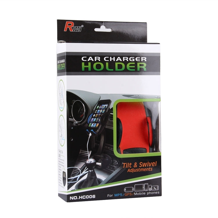 HC006 2 in 1 Car Charger & 360 Rotation Holder, For iPhone, Galaxy, Huawei, Xiaomi, LG, HTC and other Smartphones of width 47-92mm Smartphone(Red) - Car Holders by buy2fix | Online Shopping UK | buy2fix