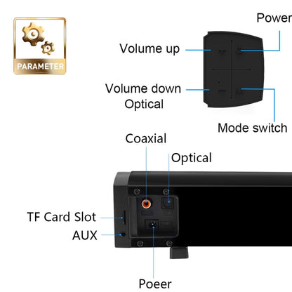 Soundbar LP-09 (CE0148) Home Theater Bluetooth Wireless Sound Bar Speaker with Remote Control(Black) - Desktop Speaker by buy2fix | Online Shopping UK | buy2fix