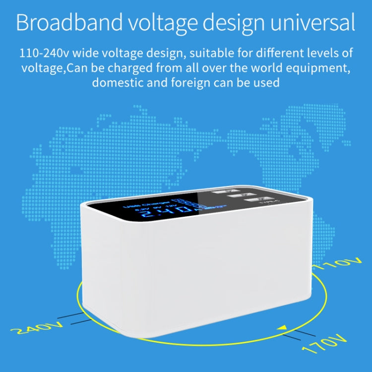 CDA30 20W 3 USB Ports + USB-C / Type-C Ports Multi-function Charger with LED Display, US Plug - Multifunction Charger by buy2fix | Online Shopping UK | buy2fix