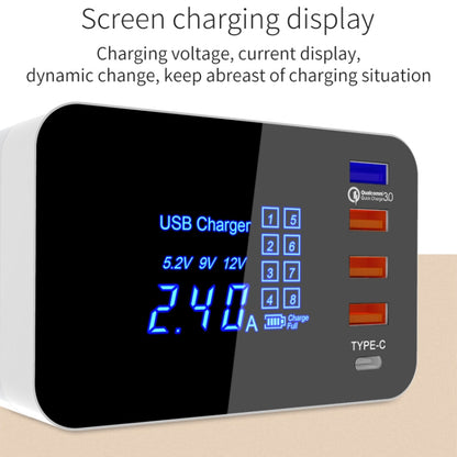 CDA33QW 40W QC 3.0 USB Ports + 3 USB Ports + USB-C / Type-C Ports + Wireless Charging Multi-function Foldable Charger with LED Display, US Plug - Multifunction Charger by buy2fix | Online Shopping UK | buy2fix