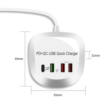 WLX-T3P 4 In 1 PD + QC Multi-function Smart Fast Charging USB Charger(UK Plug) - Multifunction Charger by buy2fix | Online Shopping UK | buy2fix