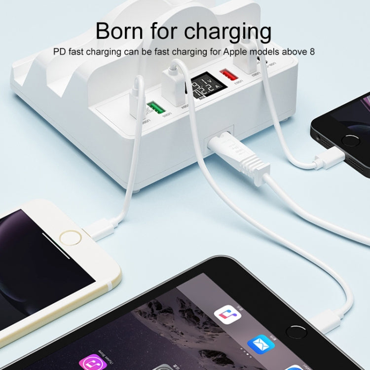 F6 Multifunctional Dual Wireless Charger with Phone Holder & Current Display, EU Plug - Apple Accessories by buy2fix | Online Shopping UK | buy2fix