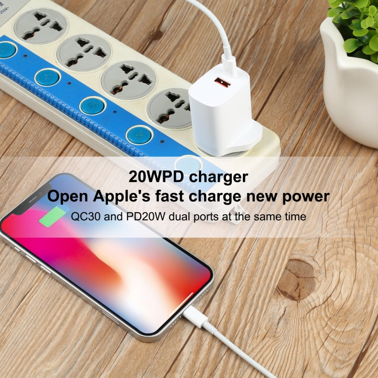 E087 20W USB-C / Type-C + USB Ports Fast Charging Travel Charger, UK Plug - Apple Accessories by buy2fix | Online Shopping UK | buy2fix