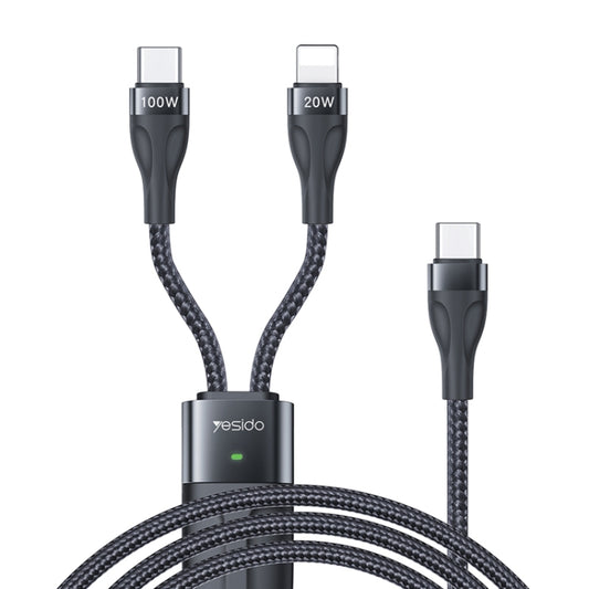 Yesido CA87 2 in 1 USB-C / Type-C to 8 Pin + USB-C / Type-C Fast Charging Cable, Length: 1.2m - 2 in 1 Cable by Yesido | Online Shopping UK | buy2fix