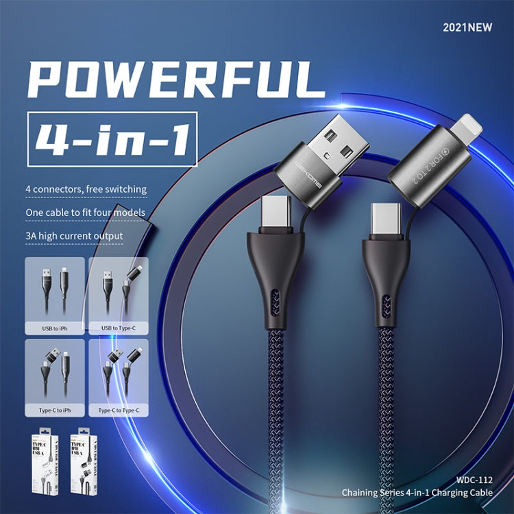 WK WDC-112 4 In 1 Dual Type-C / USB-C + USB + 8 Pin Multi-function Interchange Charging Cable(Silver) - Multifunction Cable by WK | Online Shopping UK | buy2fix