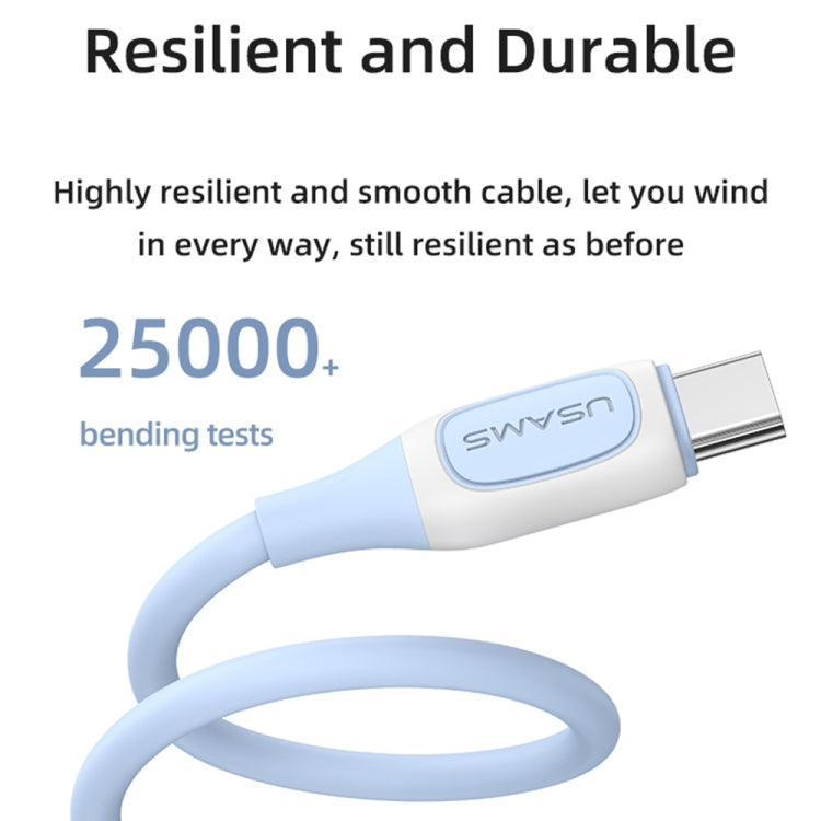 USAMS US-SJ596 Jelly Series USB to Type-C Two-Color Data Cable, Cable Length: 1m(White) -  by USAMS | Online Shopping UK | buy2fix