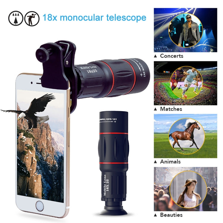 APEXEL APL-T18XBZJ5 4 in 1 18X Telescope + 0.63X Wide Lens + 198 Degrees Fisheye Lens + 15X Macro Lens Universal External Camera Phone Lens - Combination Lens by APEXEL | Online Shopping UK | buy2fix