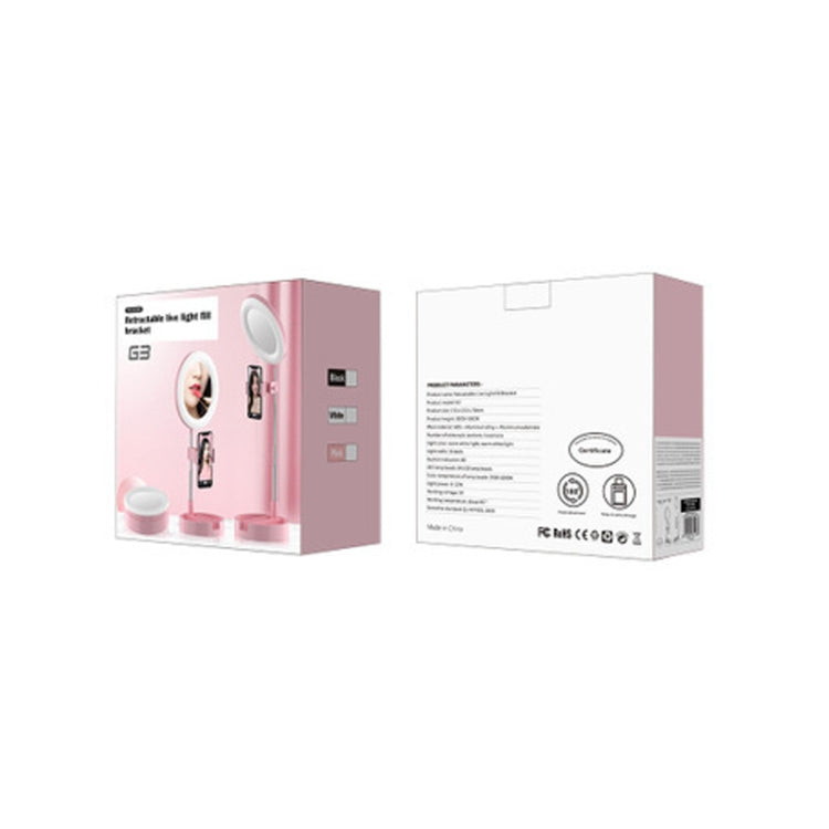 WK G3 Folding Storage Type Desktop Multi-function Live Light Makeup Mirror Holder (Pink) - Consumer Electronics by WK | Online Shopping UK | buy2fix