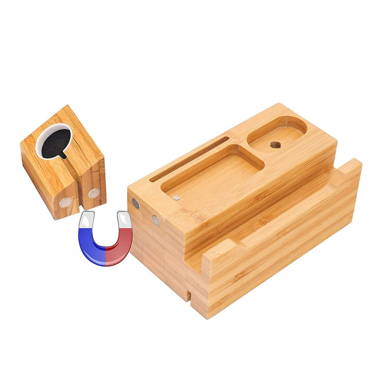 Multi-function Bamboo Charging Station Charger Stand Management Base with 3 USB Ports, For Apple Watch, AirPods, iPhone, US Plug - Others by buy2fix | Online Shopping UK | buy2fix