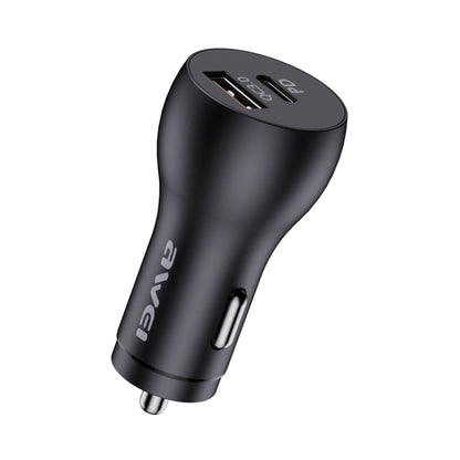 awei C-822 18W PD 8 Pin + 18W QC 3.0 USB Interface Car Charger(Black) - Car Charger by awei | Online Shopping UK | buy2fix