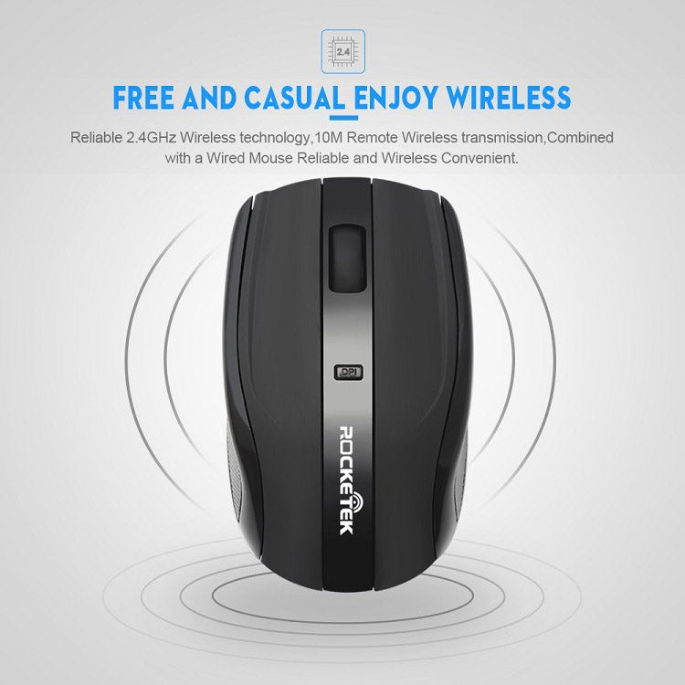 Rocketek W03 2.4GHz Wireless 1600DPI Optical Mouse - Wireless Mice by ROCKETEK | Online Shopping UK | buy2fix