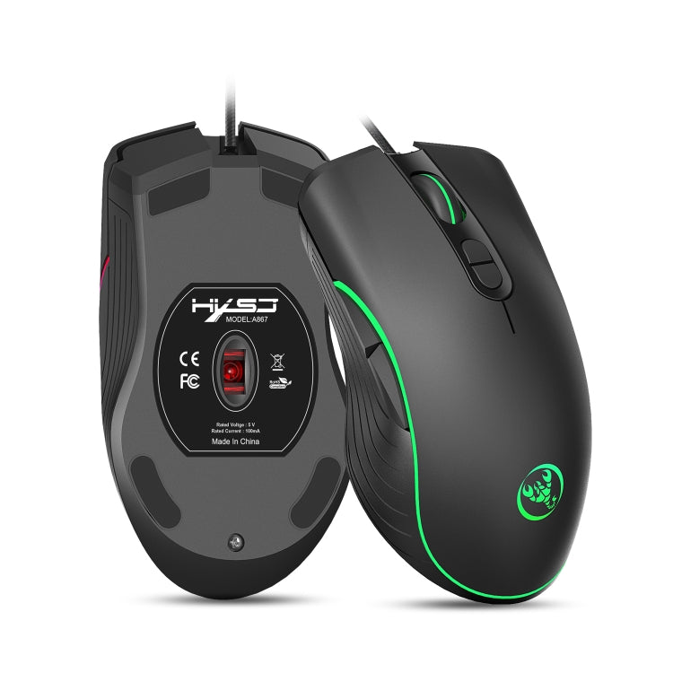 HXSJ A867 USB 6400DPI Four-speed Adjustable RGB Illuminate Wired E-sport Gaming Mouse, Length: 1.5m - Computer & Networking by HXSJ | Online Shopping UK | buy2fix