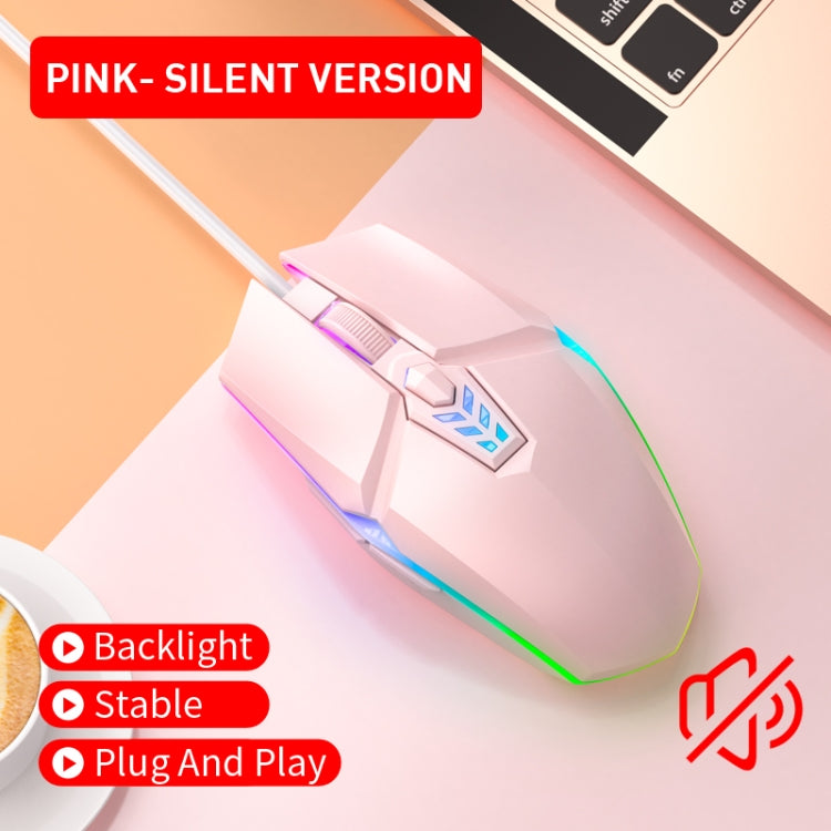 S700 Colorful Light USB Wired Office Gaming Mouse (Pink) - Wired Mice by buy2fix | Online Shopping UK | buy2fix