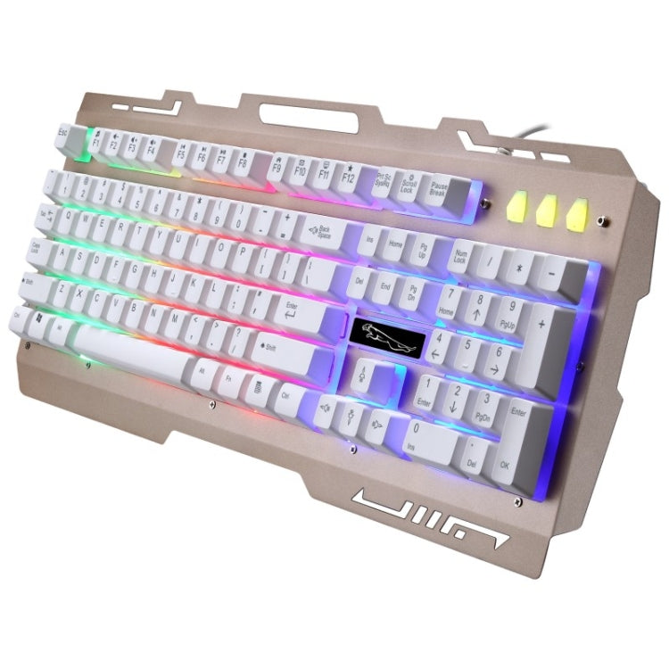 ZGB G700 104 Keys USB Wired Mechanical Feel Glowing Metal Panel Suspension Gaming Keyboard with Phone Holder(Gold) - Wired Keyboard by buy2fix | Online Shopping UK | buy2fix