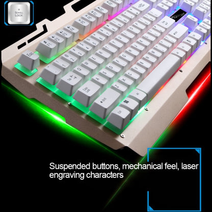 ZGB G700 104 Keys USB Wired Mechanical Feel Glowing Metal Panel Suspension Gaming Keyboard with Phone Holder(Gold) - Wired Keyboard by buy2fix | Online Shopping UK | buy2fix