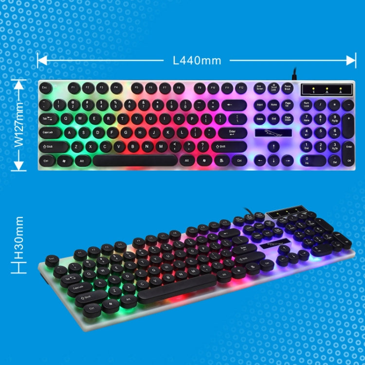 Chasing Leopard G21 USB 104-keys Waterproof Floating Round Punk Keycap Colorful Backlight Mechanical Feel Wired Keyboard, Length: 1.3m(Black) - Wired Keyboard by Chasing Leopard | Online Shopping UK | buy2fix