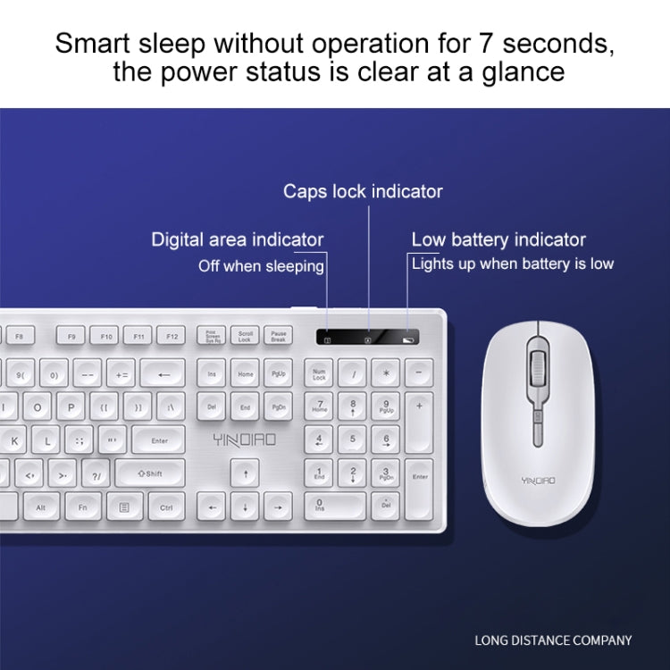 YINDIAO V3 Max Business Office Silent Wireless Keyboard Mouse Set (White) - Wireless Keyboard by YINDIAO | Online Shopping UK | buy2fix