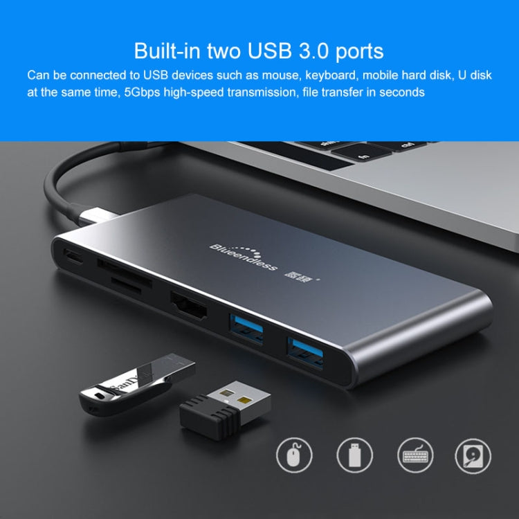 Blueendless 6 In 1 Multi-function Type-C / USB-C HUB Expansion Dock M.2 NGFF Solid State Drive - Computer & Networking by Blueendless | Online Shopping UK | buy2fix