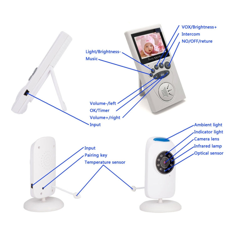 WLSES GB101 2.4 inch Wireless Surveillance Camera Baby Monitor, AU Plug - Security by buy2fix | Online Shopping UK | buy2fix