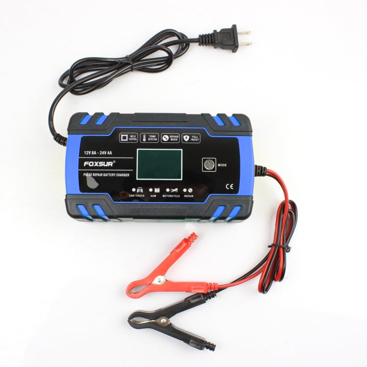 FOXSUR 12V-24V Car Motorcycle Truck Repair Battery Charger AGM Charger, US Plug (Blue) - In Car by FOXSUR | Online Shopping UK | buy2fix