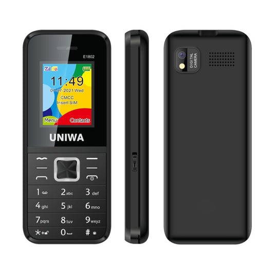 UNIWA E1802 Mobile Phone, 1.77 inch, 1800mAh Battery, SC6531DA, 21 Keys, Support Bluetooth, FM, MP3, MP4, GSM, Dual SIM(Black) - UNIWA by UNIWA | Online Shopping UK | buy2fix