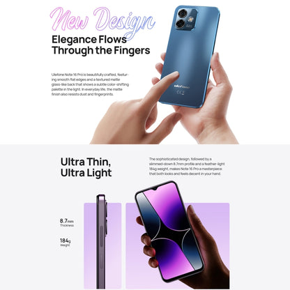 Ulefone Note 16 Pro, 8GB+128GB, Dual Back Cameras, Face ID & Side Fingerprint Identification, 4400mAh Battery, 6.52 inch Android 13 Unisoc T606 OctaCore up to 1.6GHz, Network: 4G, Dual SIM, OTG(Purple) - Ulefone by Ulefone | Online Shopping UK | buy2fix