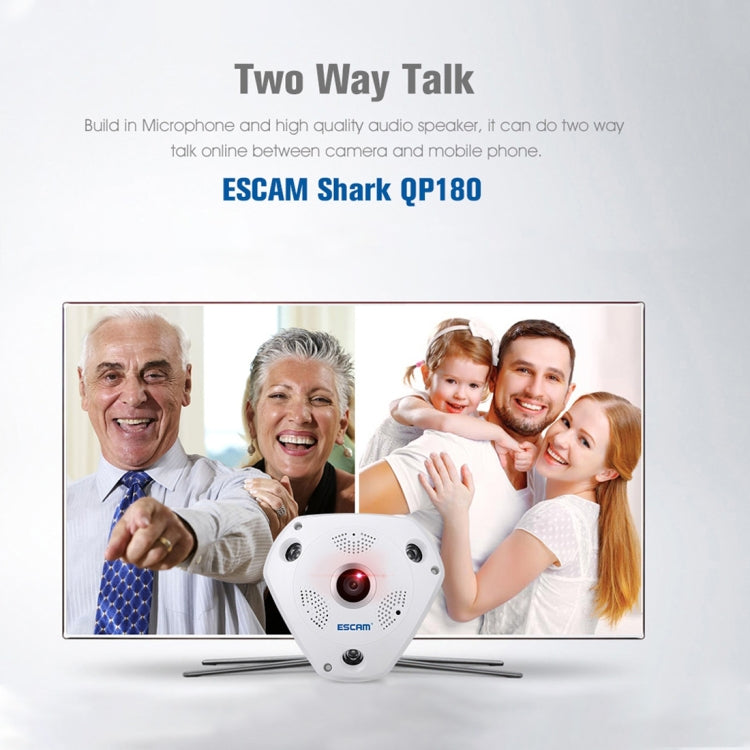 ESCAM Shark QP180 960P 360 Degrees Fisheye Lens 1.3MP WiFi IP Camera, Support Motion Detection / Night Vision, IR Distance: 10m - Security by ESCAM | Online Shopping UK | buy2fix