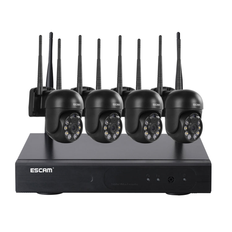 ESCAM WNK614 HD 3.0 Million Pixels 8-channel Wireless + 4IPC Wireless NVR Security System, US Plug - Dome Camera by ESCAM | Online Shopping UK | buy2fix