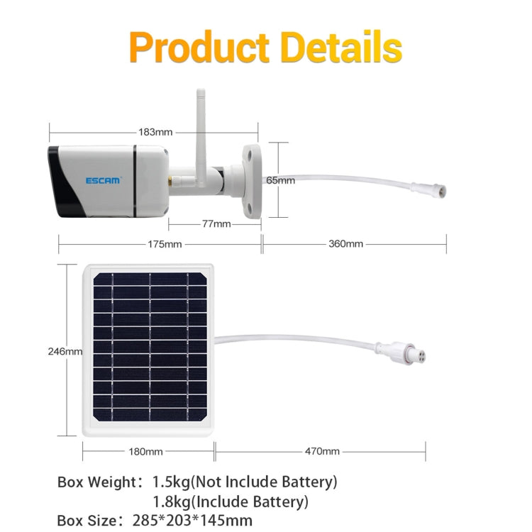 ESCAM QF320 HD 1080P 4G Solar Panel IP Camera, Support Night Vision & TF Card & PIR Motion Detection & Two Way Audio - Dome Camera by ESCAM | Online Shopping UK | buy2fix