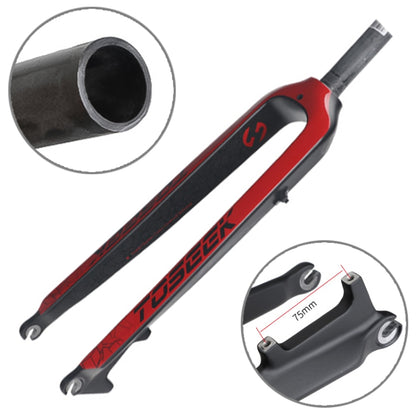 TOSEEK Ultra Light 26 Inch 385mm Mountain Bike Full Carbon Front Fork Straight Tube Disc Brake(Red) - Front Fork by TOSEEK | Online Shopping UK | buy2fix