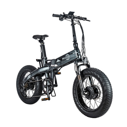 BEZIOR XF005 500W 36V / 16Ah Dual Motor Folding Electric Bicycle with 20 inch Tires, EU Plug(Grey) - Electric Bicycles by BEZIOR | Online Shopping UK | buy2fix