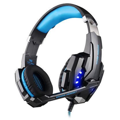 KOTION EACH G9000 3.5mm Game Gaming Headphone Headset Earphone Headband with Microphone LED Light for Laptop / Tablet / Mobile Phones,Cable Length: About 2.2m(Black Blue) - Multimedia Headset by KOTION EACH | Online Shopping UK | buy2fix